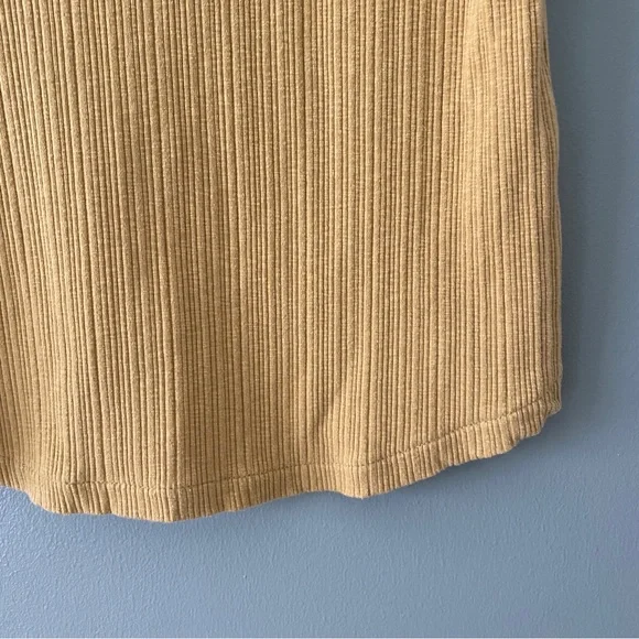 Madewell Pointelle Button-Front Slim Tee, Gold Color with Brown Buttons, Size S - Picture 7 of 11